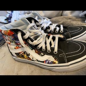 high top vans with floral design